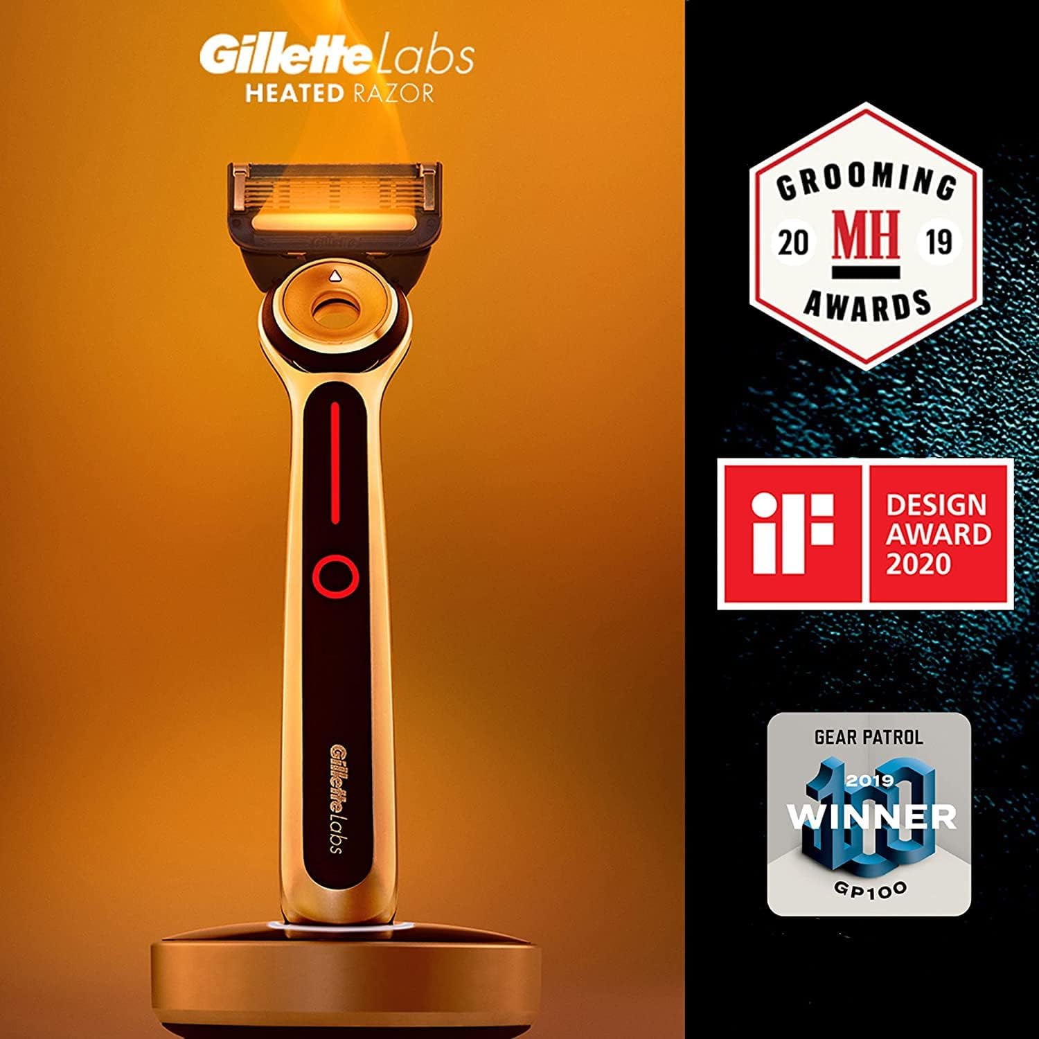 GILLETTELABS HEATED RAZOR STARTER KIT - 1 HANDLE, 2 BLADE REFILLS, 1 C ...